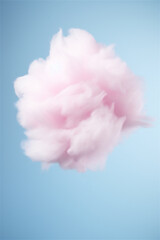 pink cotton candy on blue background. AI generated content
