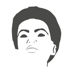 Young afro american woman face front view. Elegant silhouette of a female head.