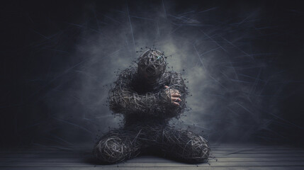 Mental Health Portrait, Human Facing Anxiety and Depression