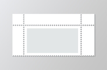 Horizontal oriented post stamp with blank frames. Empty postal shapes border set. Paper postmarks suitable for mailing letters is shown in a vector illustration, isolated on a gray background.