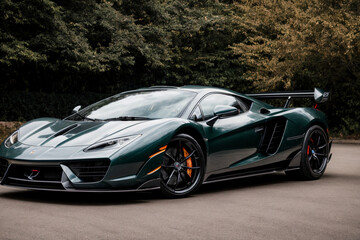 Naklejka premium Sports Car Wallpaper. Generative AI