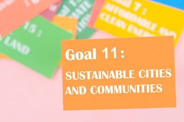 The Goal 11 : Sustainable cities and communities. The SDGs 17 development goals environment....