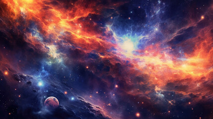 A surreal and ethereal space backdrop, featuring a cosmic landscape that transcends reality, evoking a sense of awe AI generated