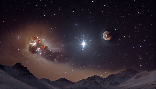 lunar landscape starry sky in space