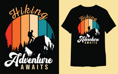 Best hiking vintage t-shirt design, Go hiking ,camping t-shirt design ,Men hiking t-shirt design. - obrazy, fototapety, plakaty