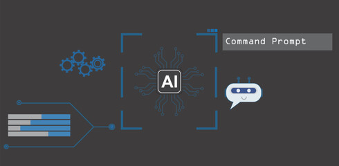 Naklejka premium A vector of artificial intelligence chip with robot chat in dark background. Artificial Intelligence in chatgpt and computer advice.