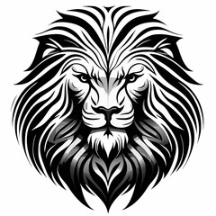 Obraz premium Lion head tattoo. Vector illustration. Isolated on white background.