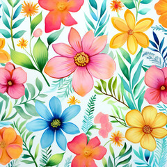 Fototapeta premium Flower floral wallpaper seamless background