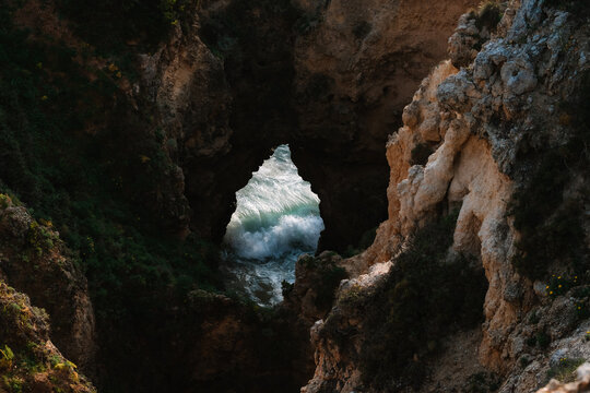 Gorge showing the wild ocean in Portugal