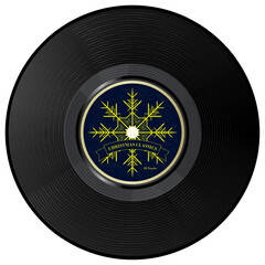 Christmas Classics Vinyl Record with Yellow Gold Snowflake, Xmas Vinyl isolated on white background. Vector Illustration. EPS 10.