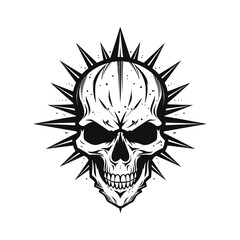 Black and white skull vector illustration.