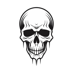 Black and white skull vector illustration.