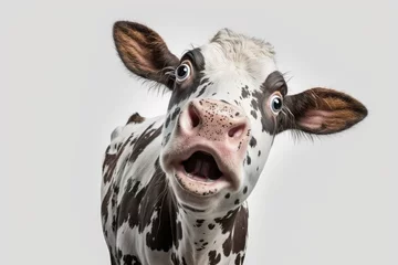 Foto op Plexiglas Shocked funny cow close up meme face. Generative AI. © Greg Tomas