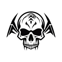 Fototapeta premium Black and white skull vector illustration.