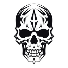 Black and white skull vector illustration.