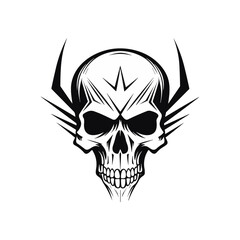Obraz premium Black and white skull vector illustration.