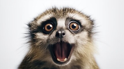 Shocked funny animal meme face close up. Generative AI. - obrazy, fototapety, plakaty