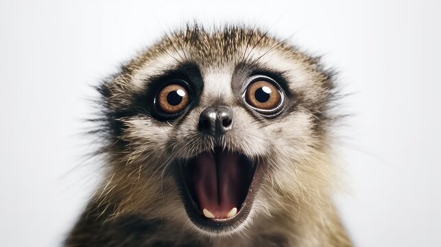 Shocked funny animal meme face close up. Generative AI.