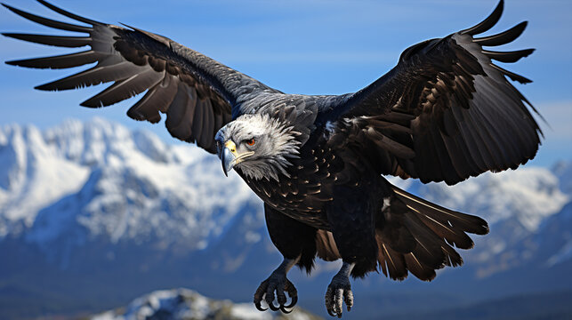 Zooming in on a magnificent Colombian Andean Condor, the bird's enormous wingspan and majestic presence fill the frame.
