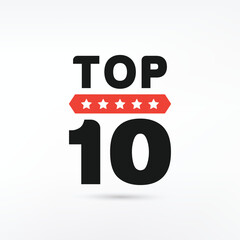 Top ten 10 red and black badge icon