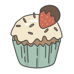 Cupcake with strawberry and topping