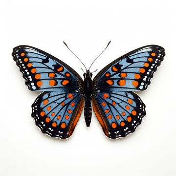 multi-colored butterfly close-up on a white background photo