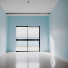 Fototapeta premium empty blue room. Generative AI 