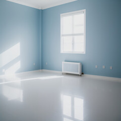 empty blue room. Generative AI
