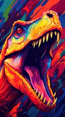 Bold and Colorful Pop Art Raptor Snarling AI Generated