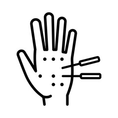 Obraz premium Hand acupuncture line icon. Isolated on white background