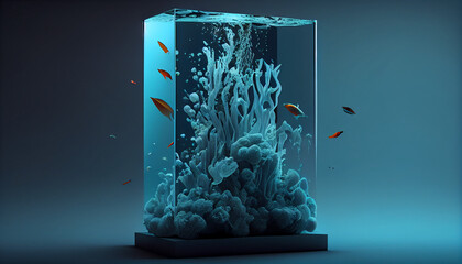 Abstract minimal podium product display, underwater scene Ai generated image