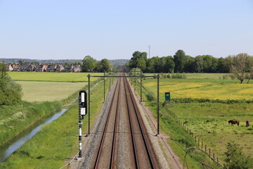 rnhem, The Netherlands. 20-05-2023. Dutch railway tracks, south of Arnhem from the Notenlaan bridge.