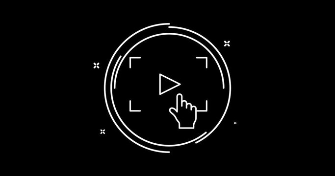 play button animated outline icon with alpha channel. augmented reality rotation appearance 4k video animation for web, mobile and ui design