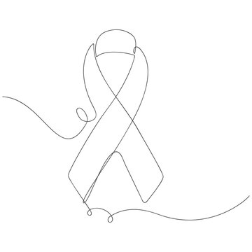 recommend clip art: Continuous one line drawing of ribbon cancer. Vector
