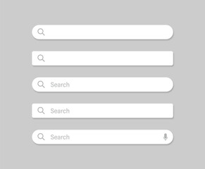 Search bar Set. blank search bar icon for website and ui. empty template search bar for browsers