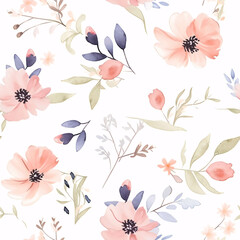simple water-color style of flower themed pattern, vector illustration, foreground elements