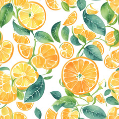 Many colorful orange slices seamless pattern background illustration.