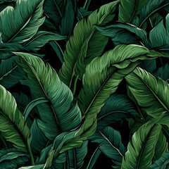 seamless pattern seamless pattern of banana leaf, in the style of exotic, repeating pattern
