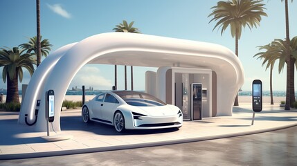 Electric car charging station, with generative ai