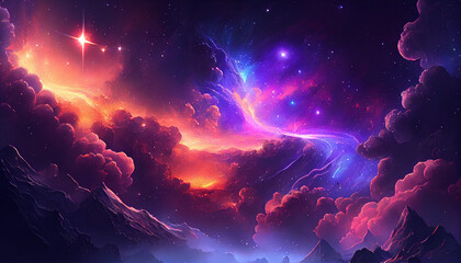 Beautiful abstract cosmic sky background Ai generated image