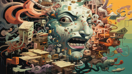 Chaotic Mind, Surreal Artwork Reflecting Inner Turbulence