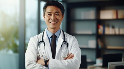 portrait of a smiling doctor in pharmacy