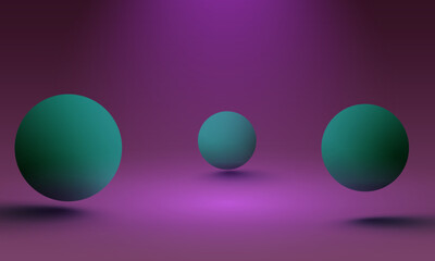 Vector 3d spheres. Vector illustration. Vector illustration of 3d colored spheres, Flying spheres, abstraction from three-dimensional figures, space with spheres, 3d objects