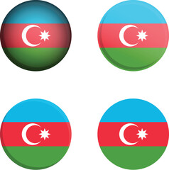 Round Country Flag in different styles disc badge vector illustration azerbaijan