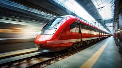 Naklejka premium train in motion blur with generative ai