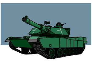 Abrams M1 Main battle tank. A modern combat vehicle. Vector image for prints, poster and illustrations.