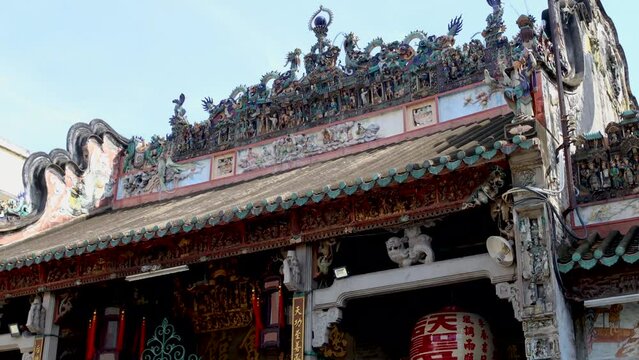 Ho Chi Minh, Vietnam - July 7, 2023 : The Thien Hau Temple (Vietnamese: Chua Ba Thien Hau) on Nguyen Trai Street in the Cholon ("Chinatown") of District 5 in Ho Chi Minh City, Vietnam.
