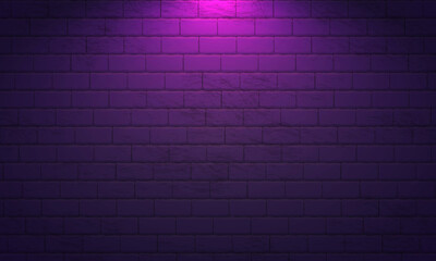 Nightly brick wall. Purple background for neon lights. Vector illustration.  Brick wall background. Wallpaper is dark purple with shadows on the edges. Background for neon illustrations and other desi