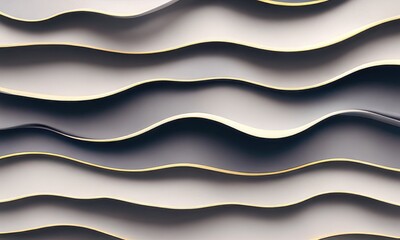 Grey beige waves papercut overlapping 3d soft pastel paper texture abstract background,Generative AI.
