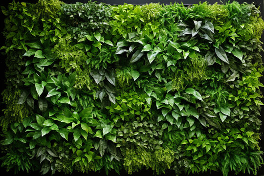 Green wall vertical garden friendly green nature Generative AI